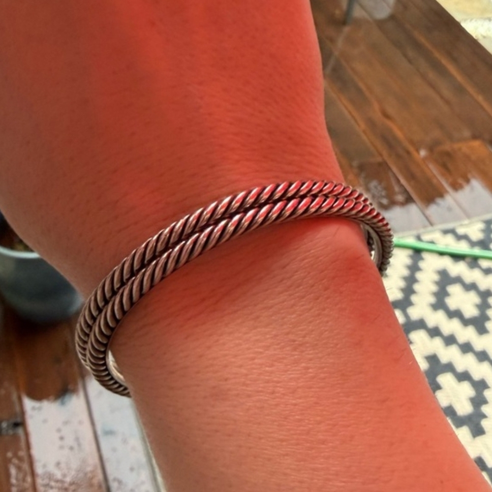 David Yurman Silver Cable Classic Bangles - Picture 3 of 8